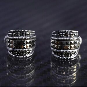 Vintage Judith Jack Sterling Silver 925 Marcasites Post Drop Earrings 0.5”